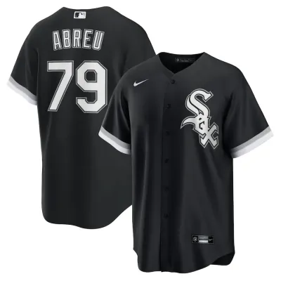 Men's Chicago White Sox Abreu Black Alternate Replica Player Name Jersey 01