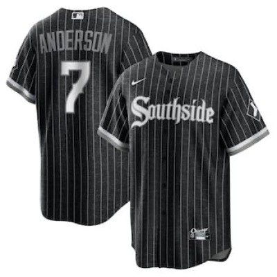 Men's Chicago White Sox Tim Anderson Black City Connect Replica Player Name Jersey 01