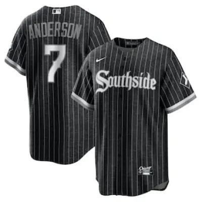 Men's Chicago White Sox Tim Anderson Black City Connect Replica Player Name Jersey 01
