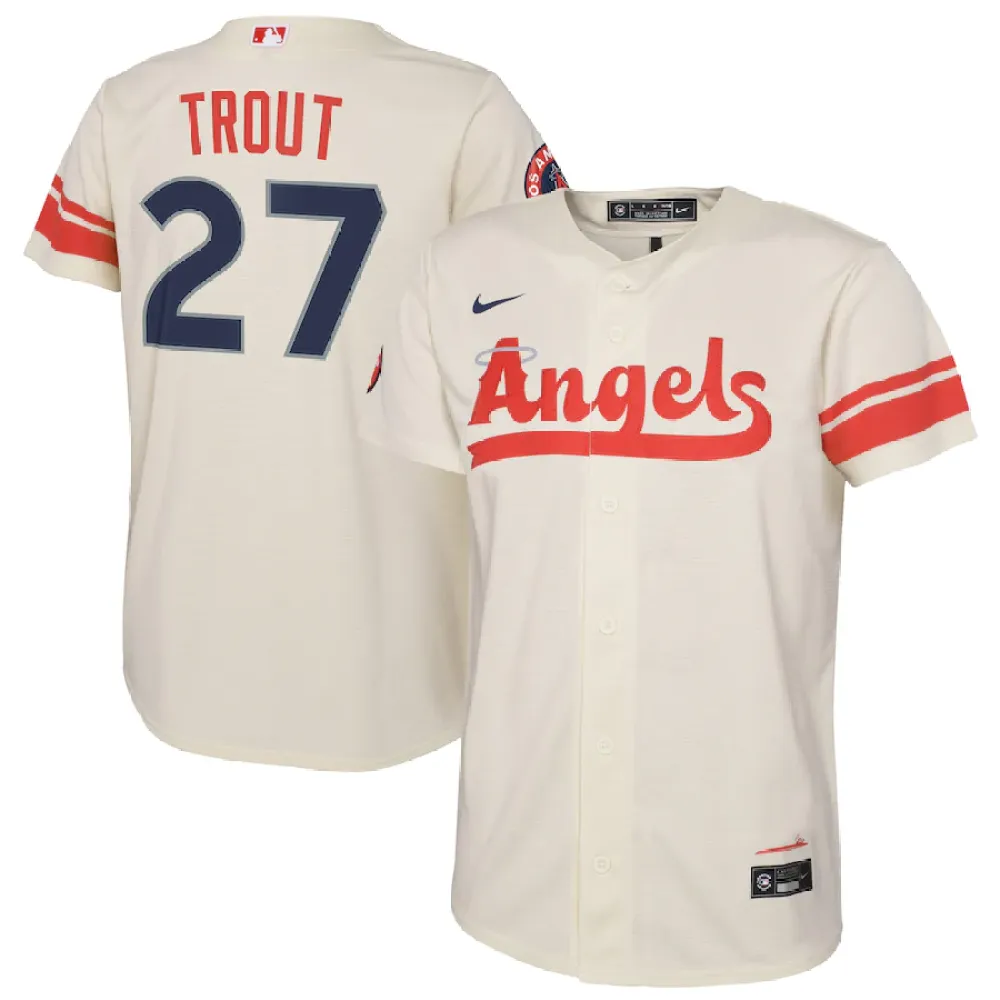 Men's Los Angeles Angels Mike Trout Cream City Connect Replica Player Name Jersey