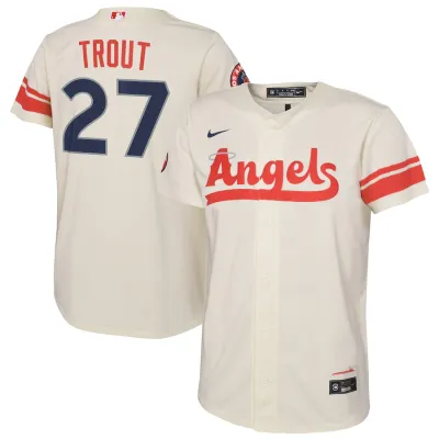 Men's Los Angeles Angels Mike Trout Cream City Connect Replica Player Name Jersey 01