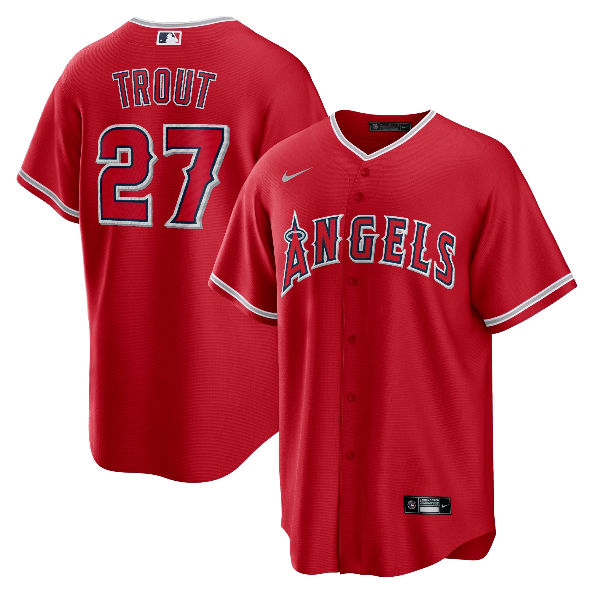 Men's Los Angeles Angels Mike Trout Red Alternate Replica Player Name Jersey