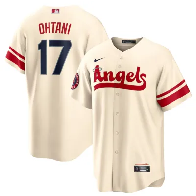 Men's Los Angeles Angels Shohei Ohtani Cream City Connect Replica Name Jersey 01