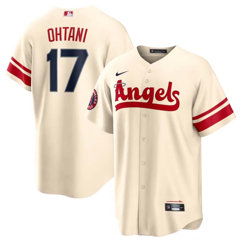 Men's Los Angeles Angels Shohei Ohtani Cream City Connect Replica Name Jersey