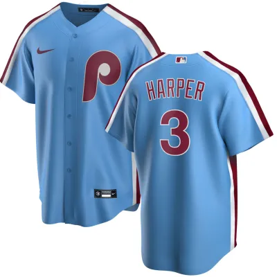 Men's Philadelphia Phillies Bryce Harper Light Blue Replica Player Name Jersey 01