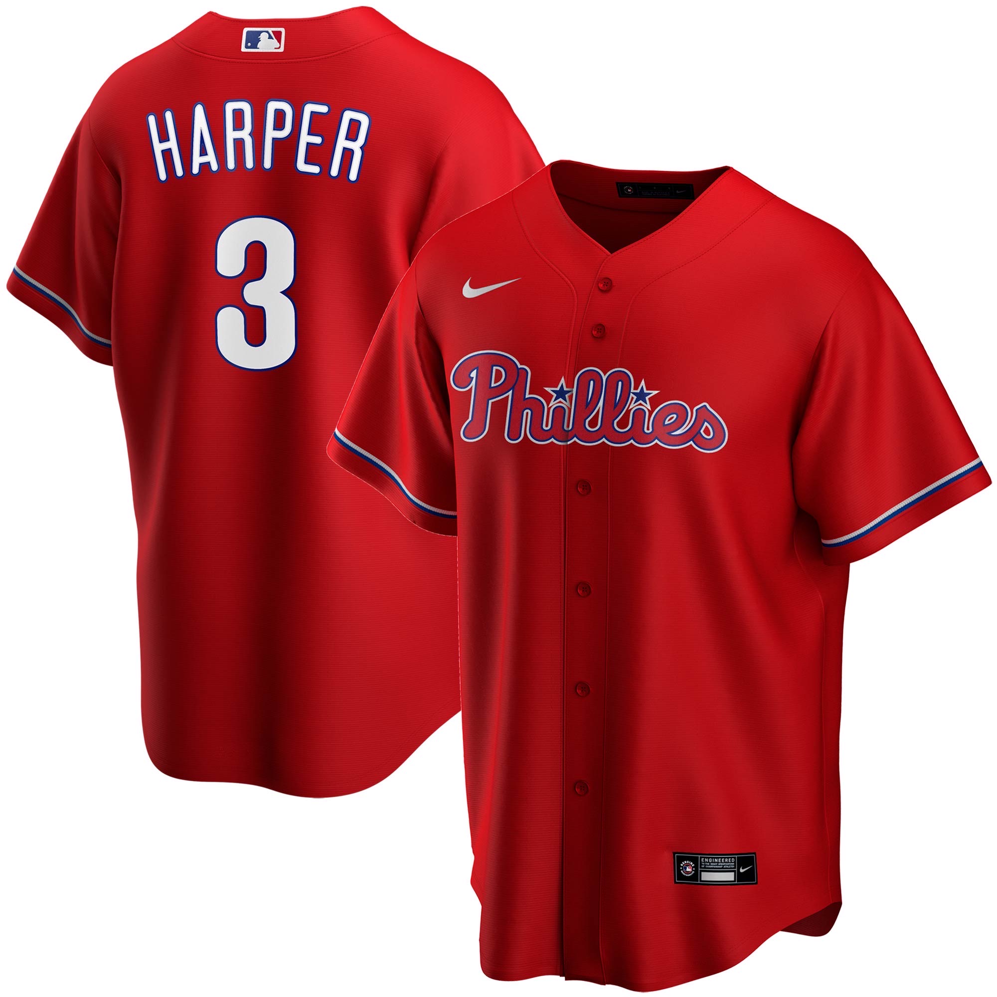 Men's Philadelphia Phillies Bryce Harper Red Alternate Replica Player Name Jersey