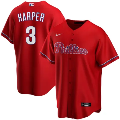 Men's Philadelphia Phillies Bryce Harper Red Alternate Replica Player Name Jersey 01