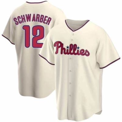 Men's Philadelphia Phillies Kyle Schwarber White Replica Player Name Jersey 01