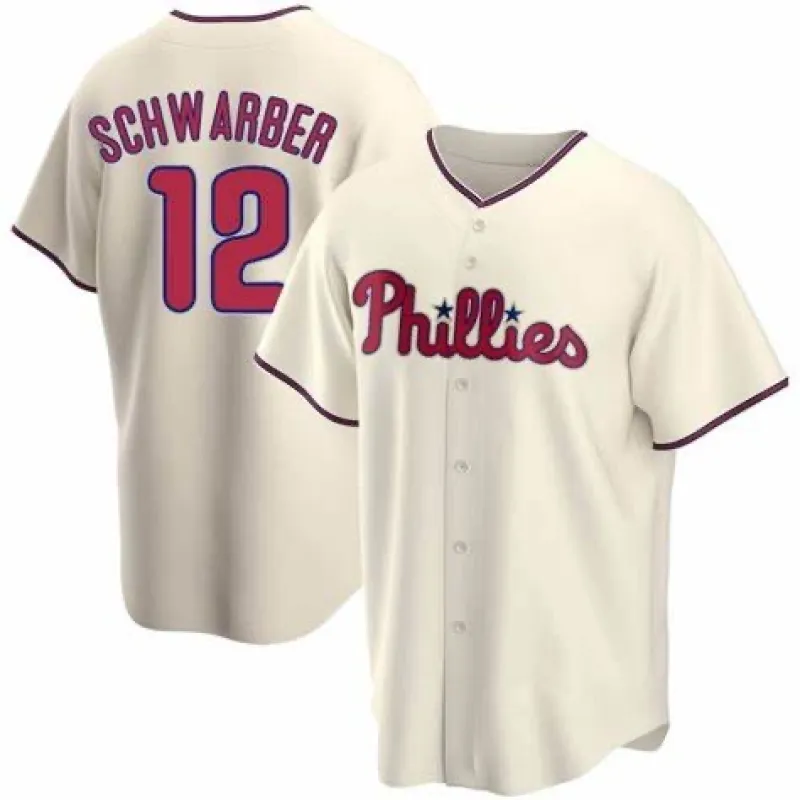 Men's Philadelphia Phillies Kyle Schwarber White Replica Player Name Jersey