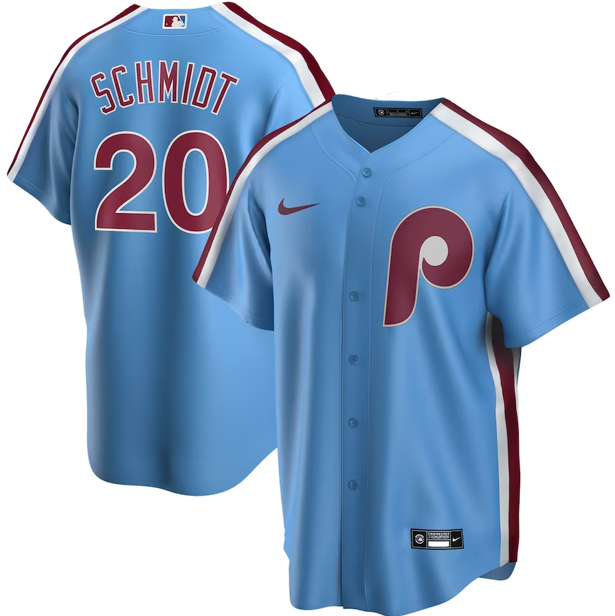 Men's Philadelphia Phillies Mike Schmidt Light Blue Replica Player Name Jersey