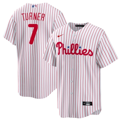 Men's Philadelphia Phillies Trea Turner White Home Replica Player Name Jersey 01