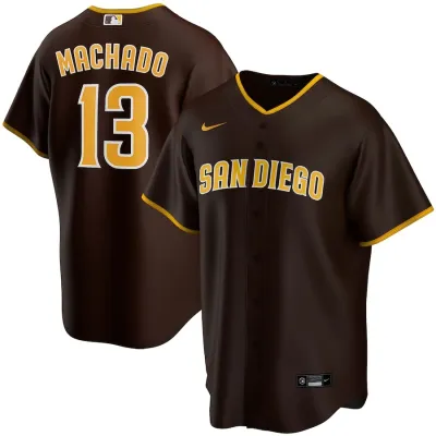Men's San Diego Padres Manny Machado Brown Alternate Replica Player Name Jersey 01