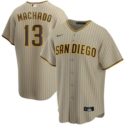 Men's San Diego Padres Manny Machado Tan Alternate Replica Player Name Jersey 01