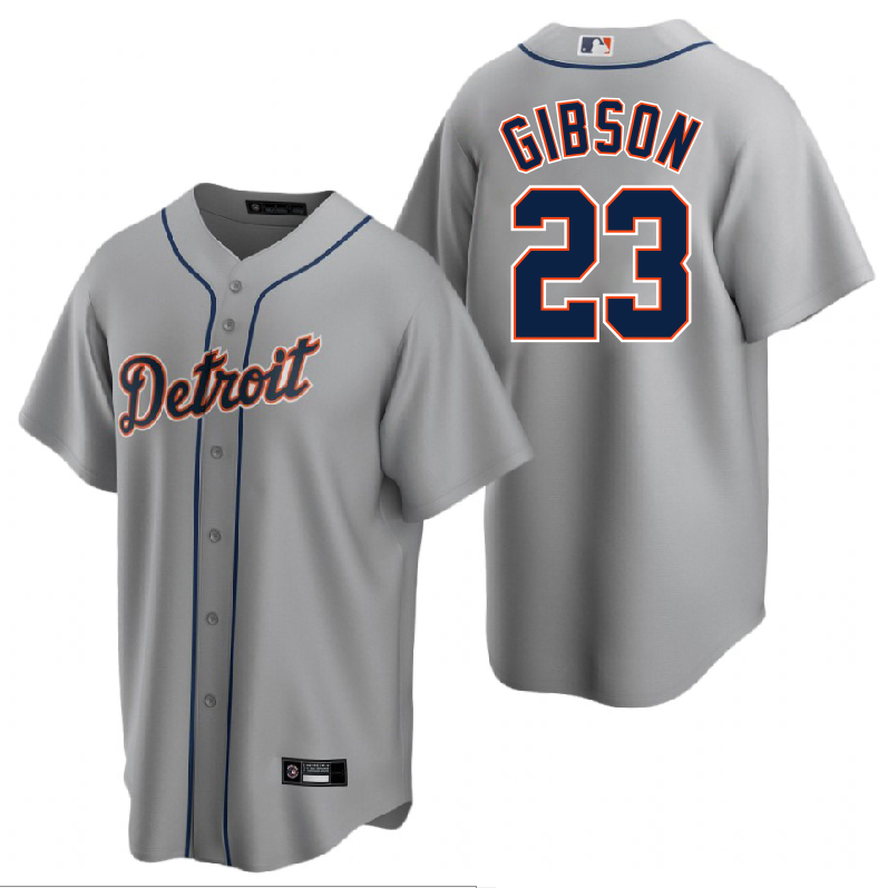 Men's Detroit Tigers Gibson Gray Road Replica Player Name Jersey