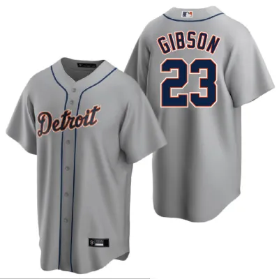 Men's Detroit Tigers Gibson Gray Road Replica Player Name Jersey 01