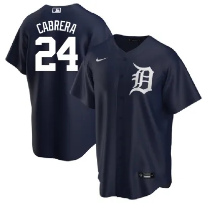 Men's Detroit Tigers Miguel Cabrera Black Road Replica Player Name Jersey 01