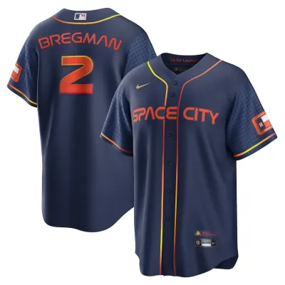 Men's Houston Astros Alex Bregman Navy City Connect Replica Player Name Jersey 01