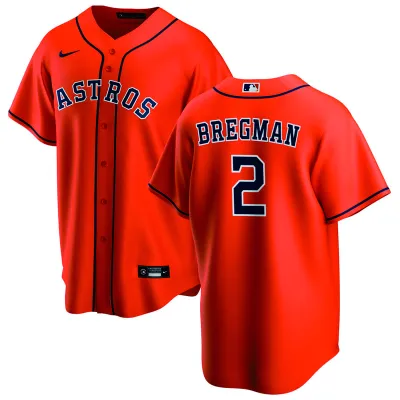 Men's Houston Astros Alex Bregman Orange Alternate Replica Player Name Jersey 01