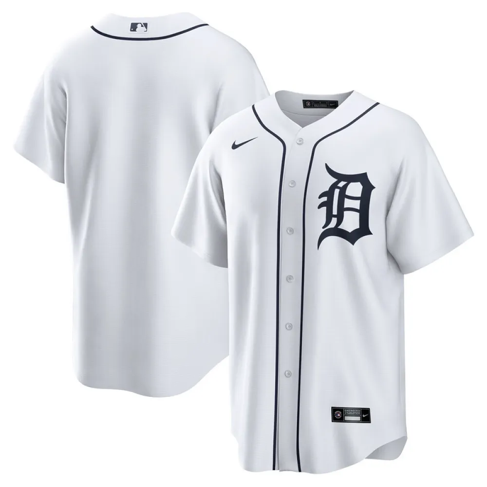 Men's Detroit Tigers White Home Blank Replica Jersey