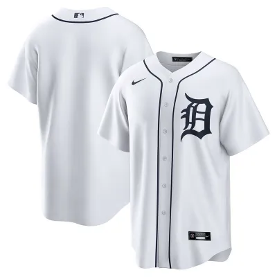 Men's Detroit Tigers White Home Blank Replica Jersey 01