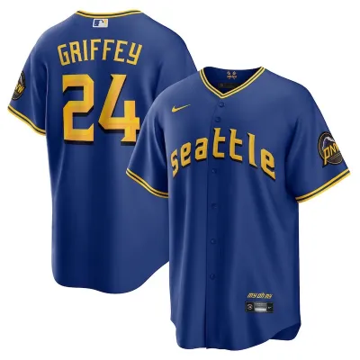 Men's Seattle Mariners Griffey Navy Official Replica Player Name Jersey 01