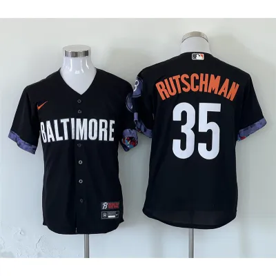 Men's Baltimore Orioles Adley Rutschman Black City Connect Replica Player Name Jersey 01