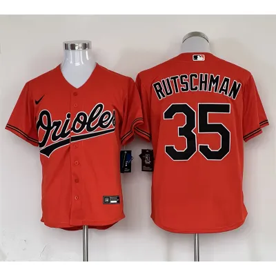 Men's Baltimore Orioles Adley Rutschman Orange Alternate Replica Player Name Jersey 01