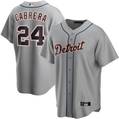 Men's Detroit Tigers Miguel Cabrera Gray Road Replica Player Name Jersey 01