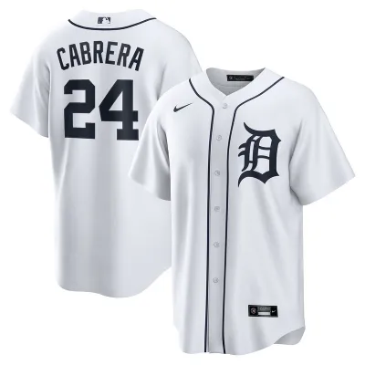Men's Detroit Tigers Miguel Cabrera White Home Replica Player Name Jersey 01