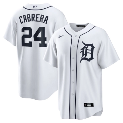 Men's Detroit Tigers Miguel Cabrera White Home Replica Player Name Jersey 01