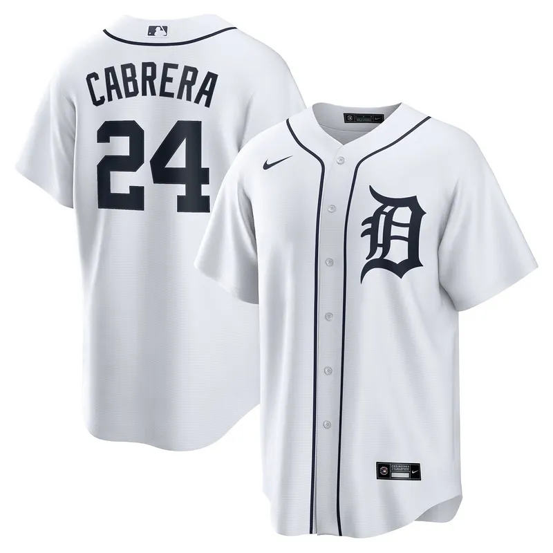 Men's Detroit Tigers Miguel Cabrera White Home Replica Player Name Jersey