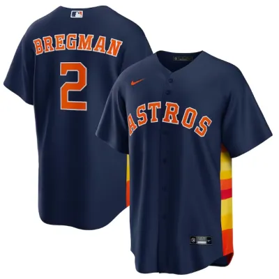 Men's Houston Astros Alex Bregman Navy Alternate Replica Player Name Jersey 01