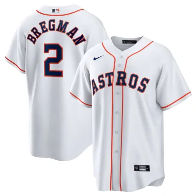 Men's Houston Astros Alex Bregman White Home Replica Player Name Jersey 01