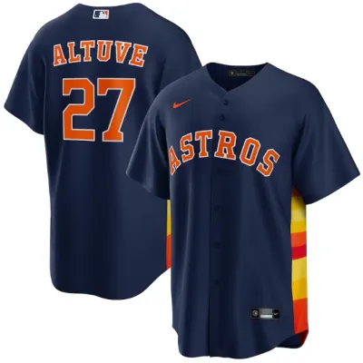 Men's Houston Astros Jose Altuve Navy Alternate Replica Player Name Jersey 01