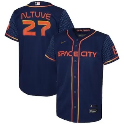 Men's Houston Astros Jose Altuve Navy City Connect Replica Player Name Jersey 01