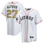 Men's Houston Astros Jose Altuve White Gold Home Replica Player Name Jersey
