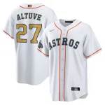 Men's Houston Astros Jose Altuve White Gold Home Replica Player Name Jersey