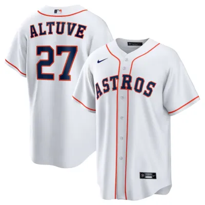 Men's Houston Astros Jose Altuve White Home Replica Player Name Jersey 01
