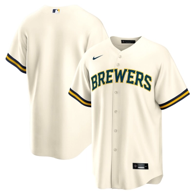 Men's Milwaukee Brewers Cream Alternate Replica Team Jersey 01