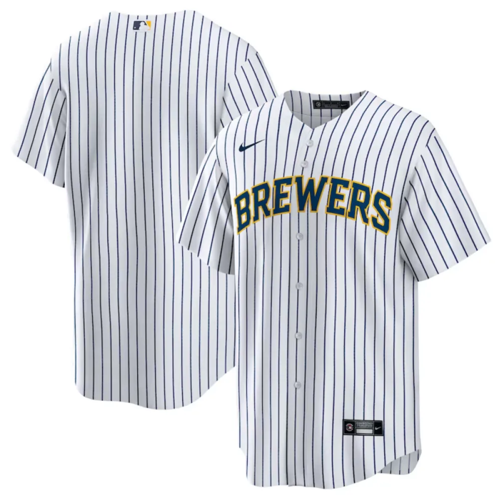 Men's Milwaukee Brewers White Home Replica Team Jersey