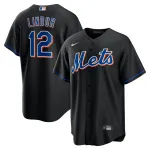Men's New York Mets Francisco Lindor Black Alternate Replica Player Name Jersey