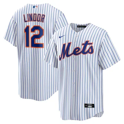 Men's New York Mets Francisco Lindor White Home Replica Player Name Jersey 01