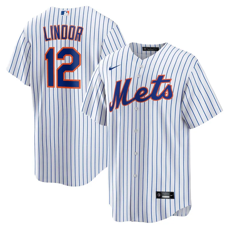 Men's New York Mets Francisco Lindor White Home Replica Player Name Jersey