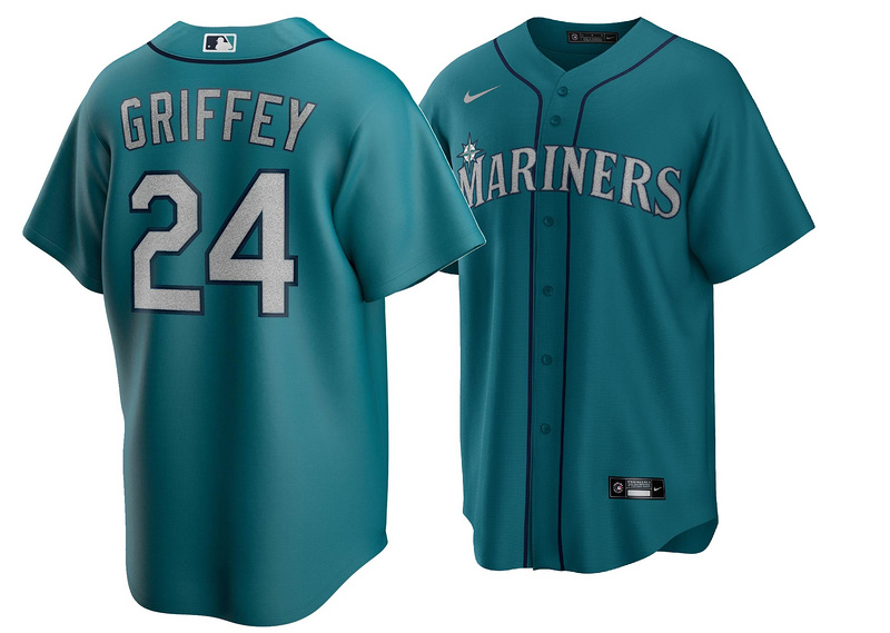 Men's Seattle Mariners Griffey Aqua Official Replica Player Name Jersey