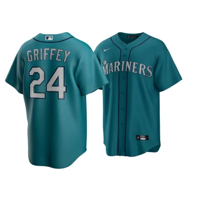 Men's Seattle Mariners Griffey Aqua Official Replica Player Name Jersey 01