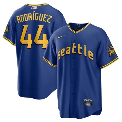 Men's Seattle Mariners Julio Rodriguez Navy Official Replica Player Name Jersey 01
