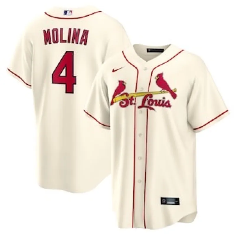 Men's St. Louis Cardinals Yadier Molina Cream Replica Player Name Jersey