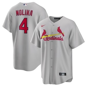 Men's St. Louis Cardinals Yadier Molina Gray Away Replica Player Name Jersey