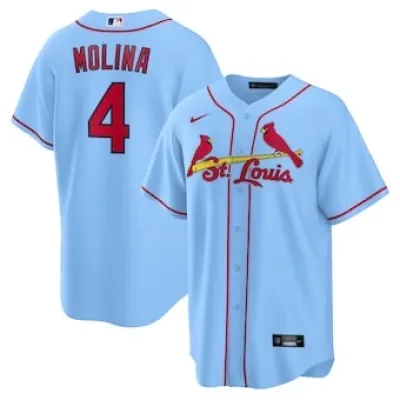 Men's St. Louis Cardinals Yadier Molina Light Blue Alternate Replica Player Name Jersey 01