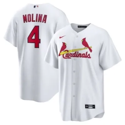 Men's St. Louis Cardinals Yadier Molina White Home Replica Player Name Jersey 01